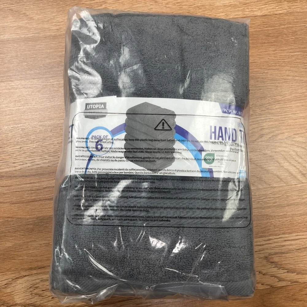 Utopia‎ Towels Package of 6 Hand Towels in Grey, 16